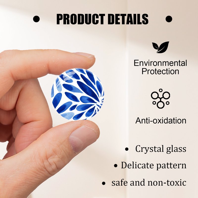12Pcs Glass Refrigerator Magnets Set - Strong Crystal Blue Watercolor Design for Photos Notes Home Kitchen