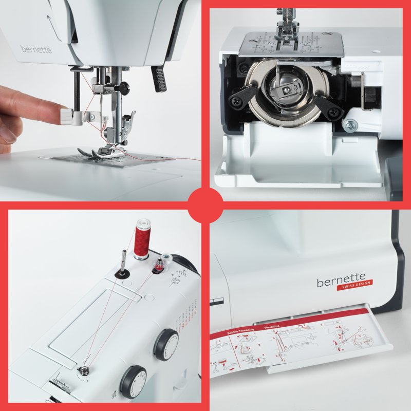 Bernette 33 Sewing Machine with Semi-Automatic Needle Threader - Compact Beginner Model
