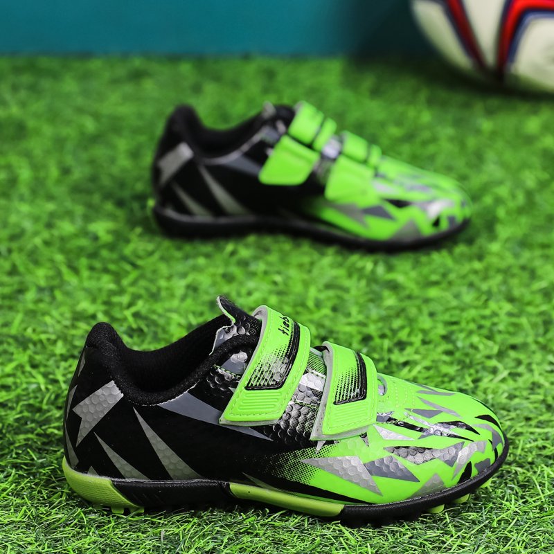 MiFeloo Kids Soccer Cleats 6.5 Toddler Green-Black, Hook & Loop Straps, Turf/Outdoor