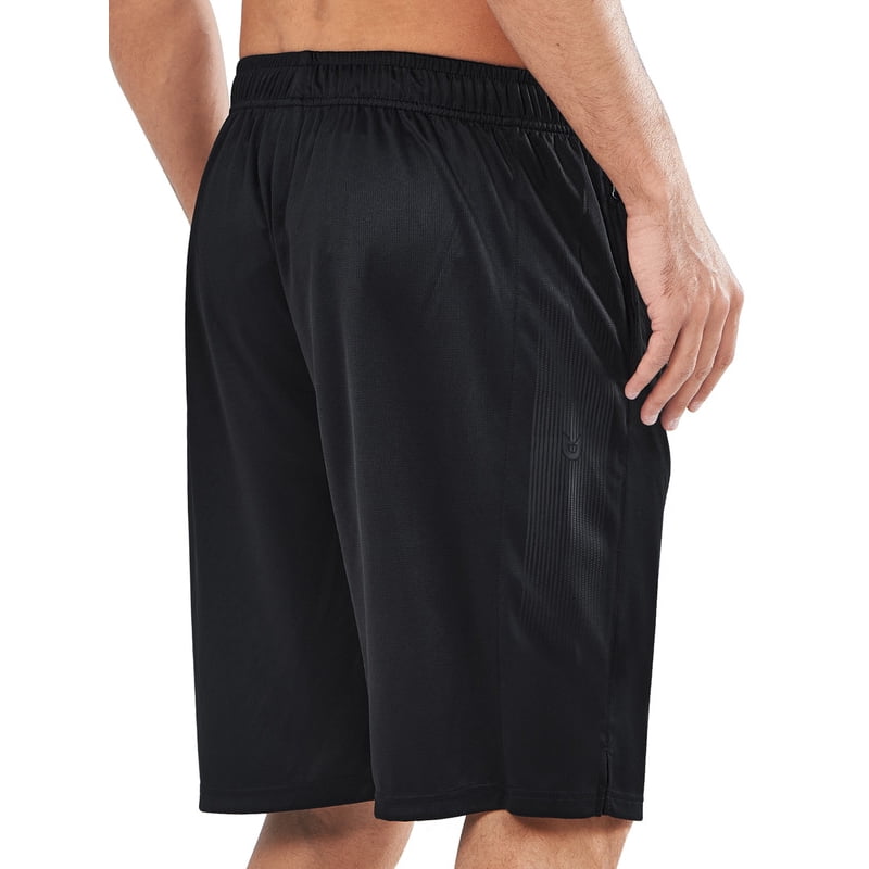 Men's 10-Inch Mesh Basketball Shorts with Zipper Pockets - Lightweight Quick Dry Athletic Wear