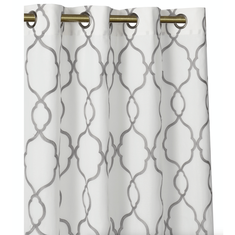 Gray Semi-Sheer Grommet Top Curtain Panels with Satin Backing - 2 Pack, 95 Inch Long
