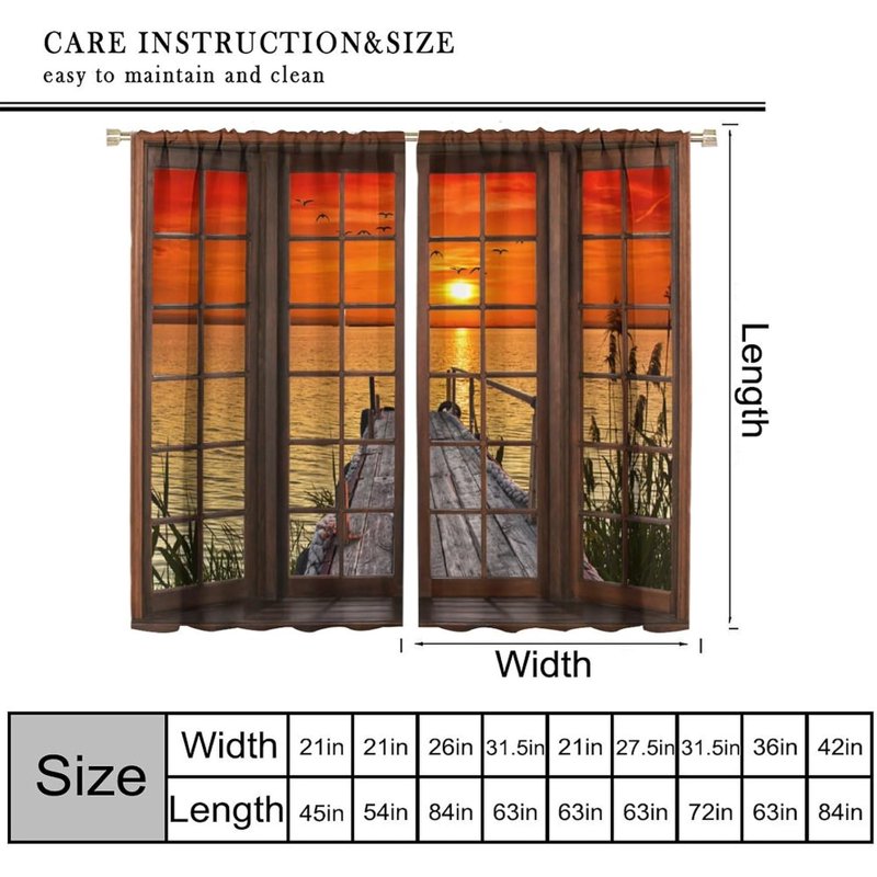 Botanical & Autumn Landscape Window Curtain Set - Soundproof Room Decor