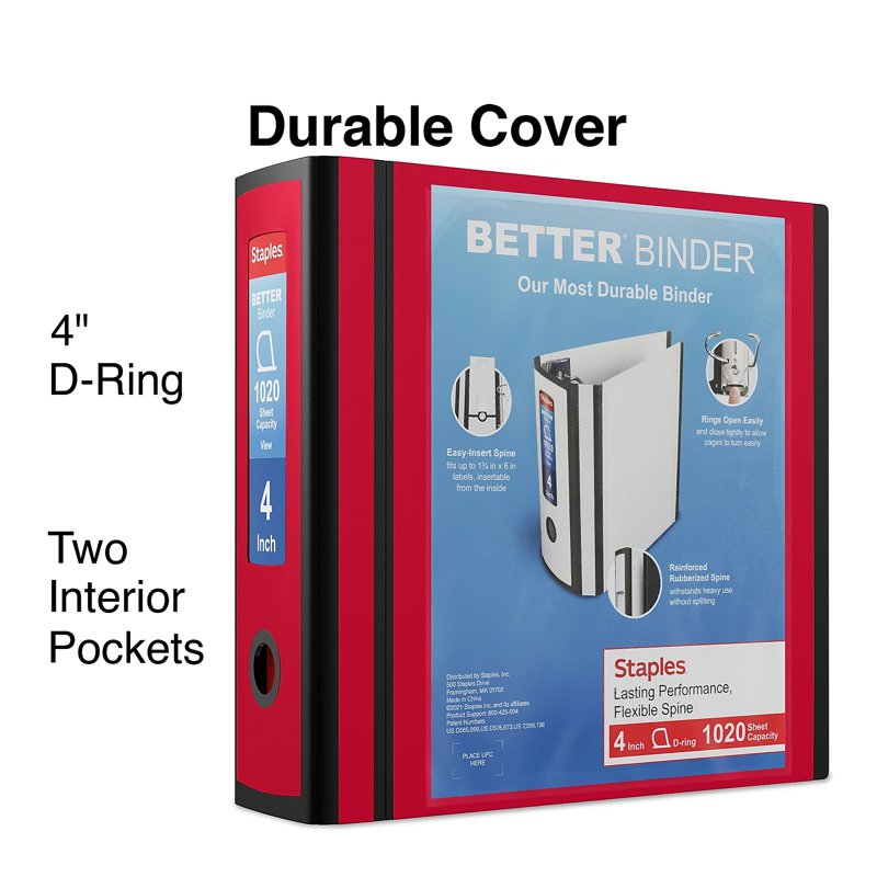 4-Inch 3-Ring View Binder - Eco-Friendly PVC-Free Letter Size Organizer