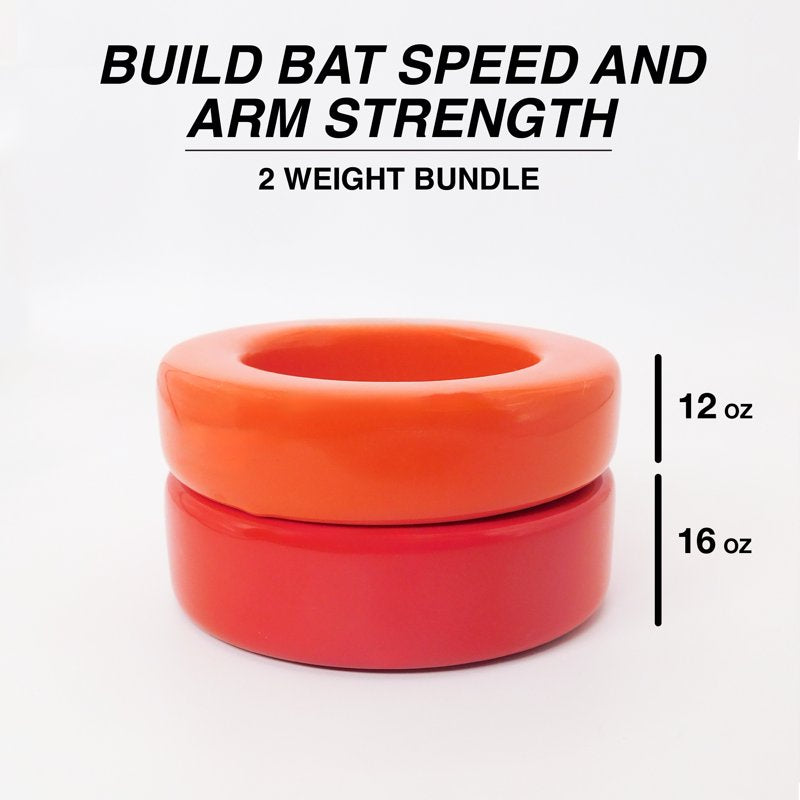 Baseball & Softball Bat Weights Set - 12 Oz & 16 Oz Swing Training Equipment