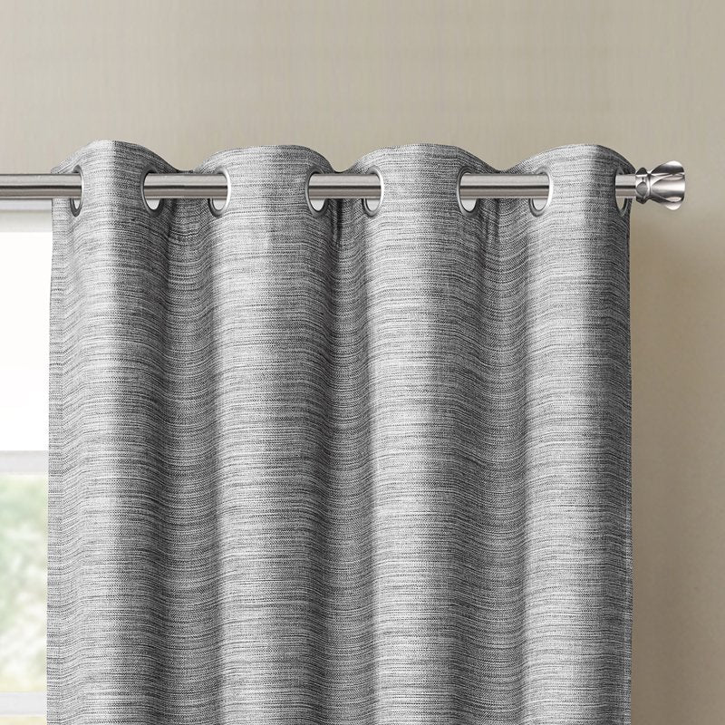 Blackout Curtain Panel Pair - Gray, 52x84 Inches, Textured Fabric, Grommets
