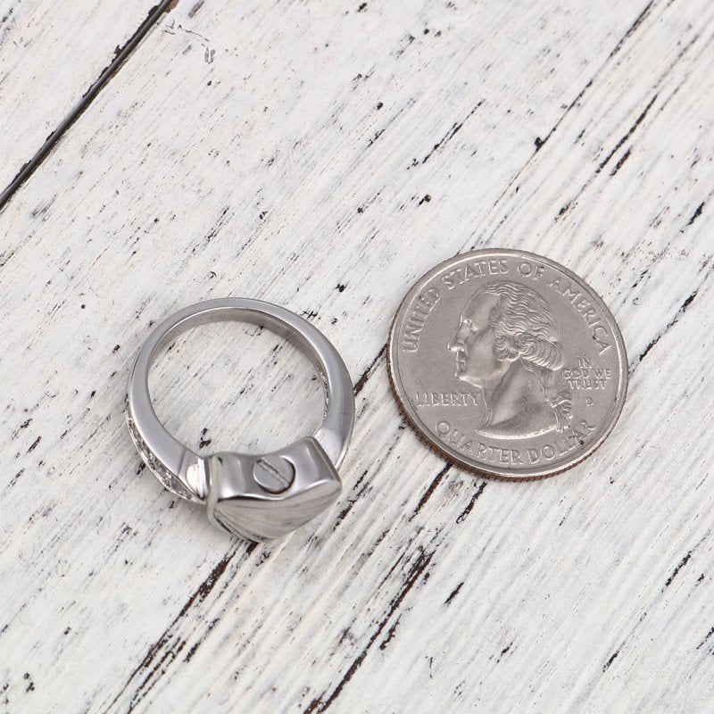 Heart Rhinestone Cremation Ring Memorial Keepsake Waterproof Stainless Steel Ashes Holder