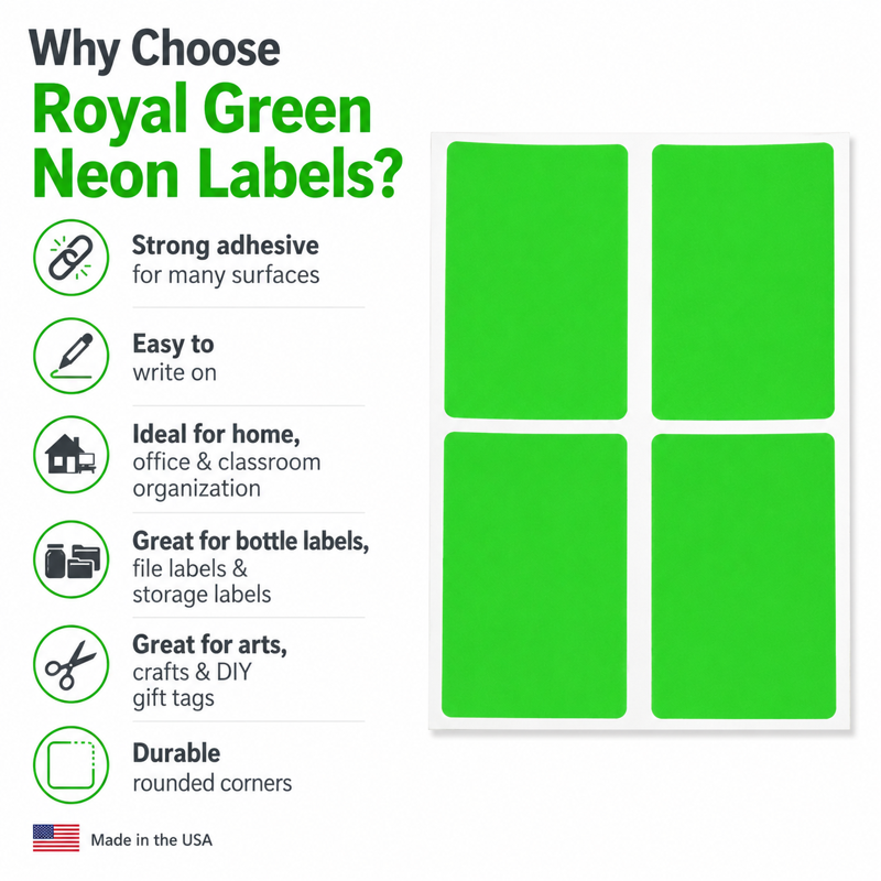 Color-Coding Rectangle Sticker Labels - Permanent Adhesive, 200 Count