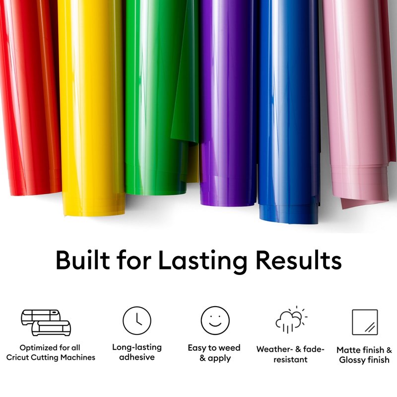 Rainbow Adhesive Vinyl Rolls Bundle for DIY Crafts - Cricut Compatible