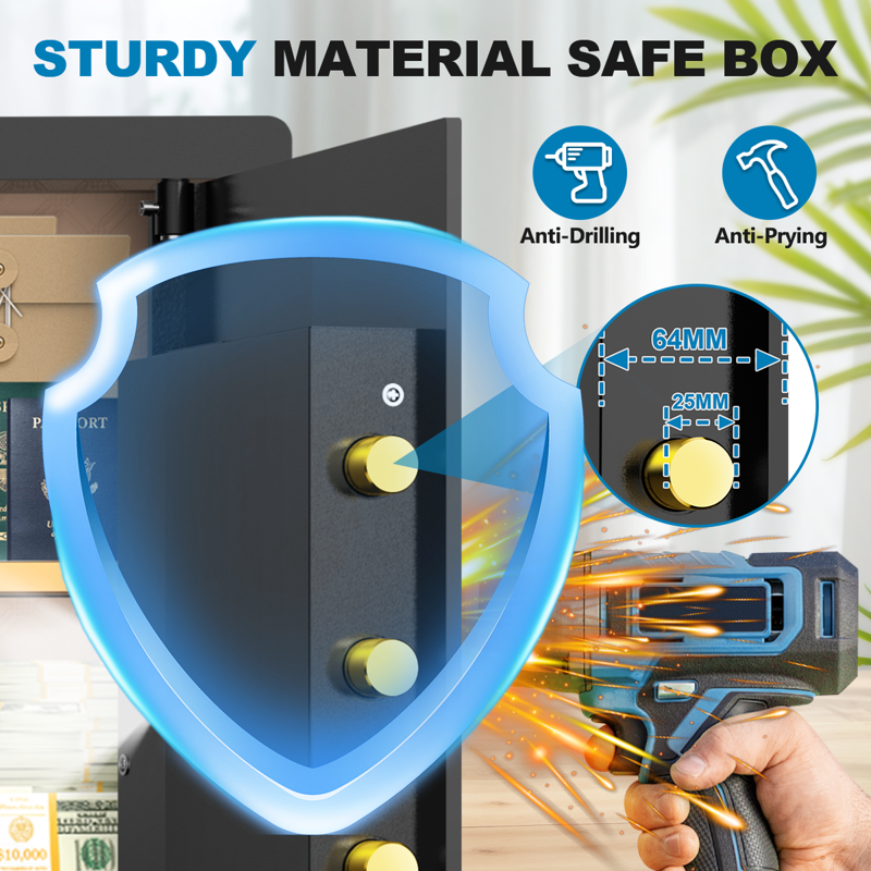 Large 3.5 Cu Ft Digital Home Safe with Fireproof Bag & Alarm System