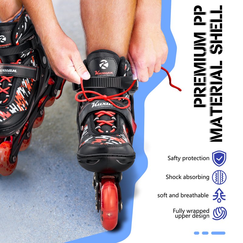 Kids & Adults Adjustable Light-Up Inline Skates for Outdoor Fun