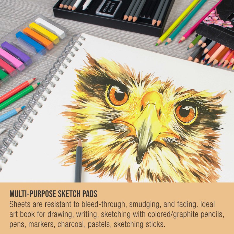 Heavy-Weight Sketch Pad A4 11x14 Inch Spiral Bound 90 lb 30 Sheets Pack of 2