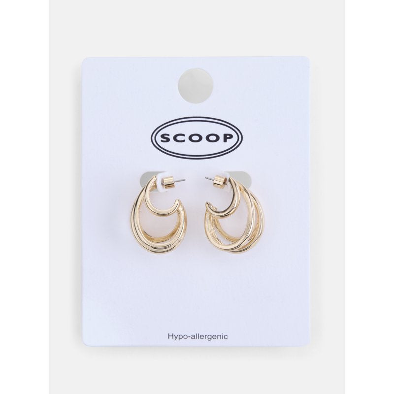 Multi Band Sculpted Hoop Earrings for Women - Gold & Silver