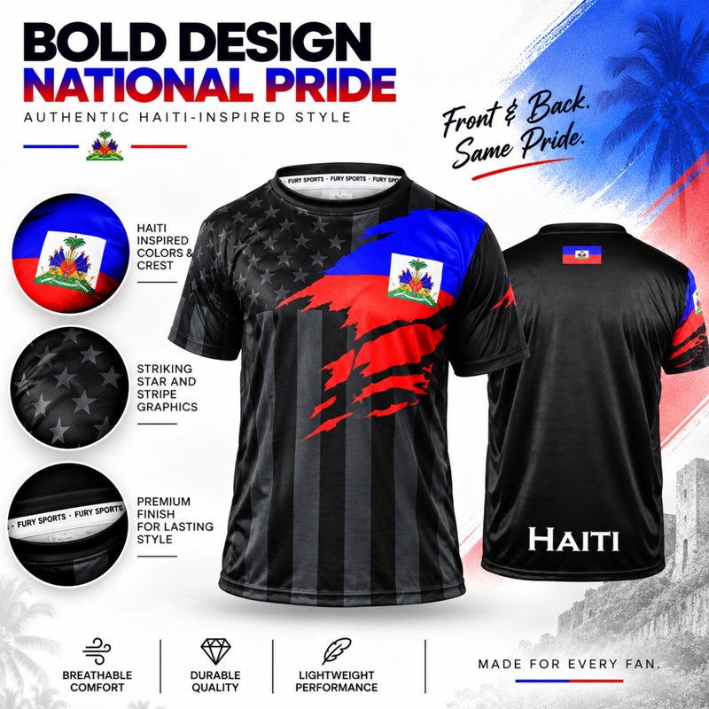 Haiti Soccer Jersey 3XL – Lightweight Moisture-Wicking Athletic Fit Shirt (Variation: Haiti)