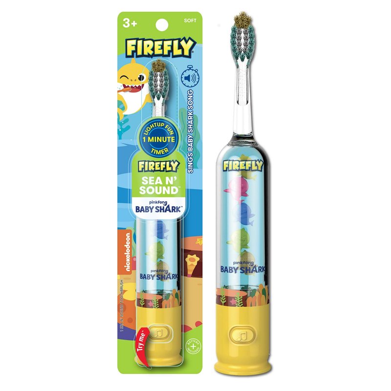 Kids Toothbrush with Light Up Timer & Baby Shark Song – Soft Bristles, Multipack