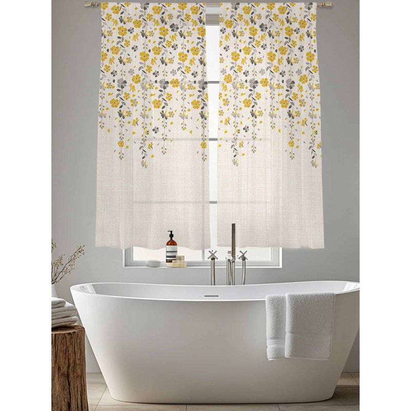 Sheer Curtain Panels 52-96 Inches Long Light Filtering Window Treatment for Living Room & Kitchen