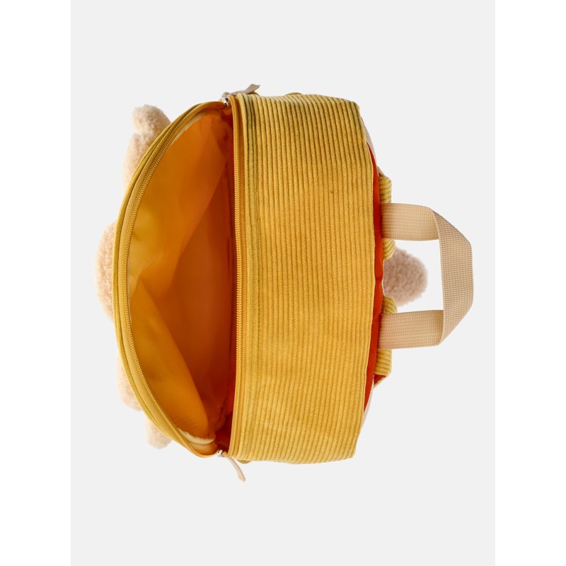 Toddler Lion Mane Backpack with Corduroy Exterior and Multiple Pockets