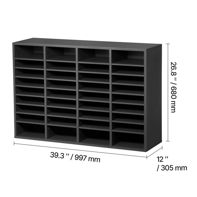 Office Document Divider with 36 Slots - Modular MDF File Organizer for Files and Records