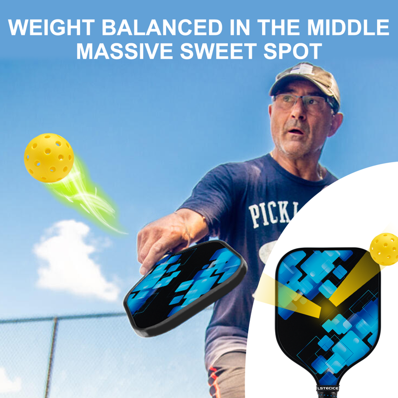 Multicolor LSTECICE Pickleball Paddles Set of 4 - Lightweight Fiberglass with Balls & Bag