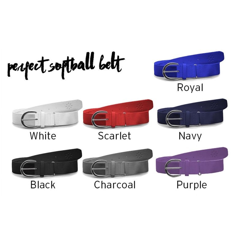 Softball Belt for Women - Adjustable Elastic Webbing with Curved Buckle