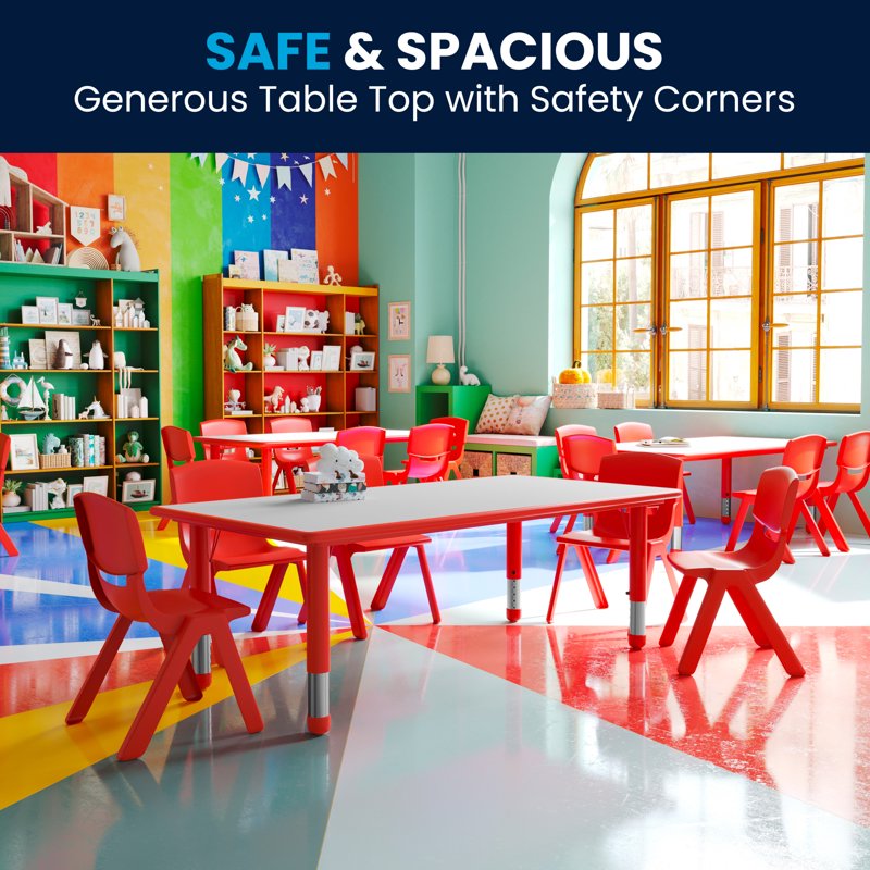 Kids Adjustable Rectangle Activity Table - Classroom & Playroom Furniture