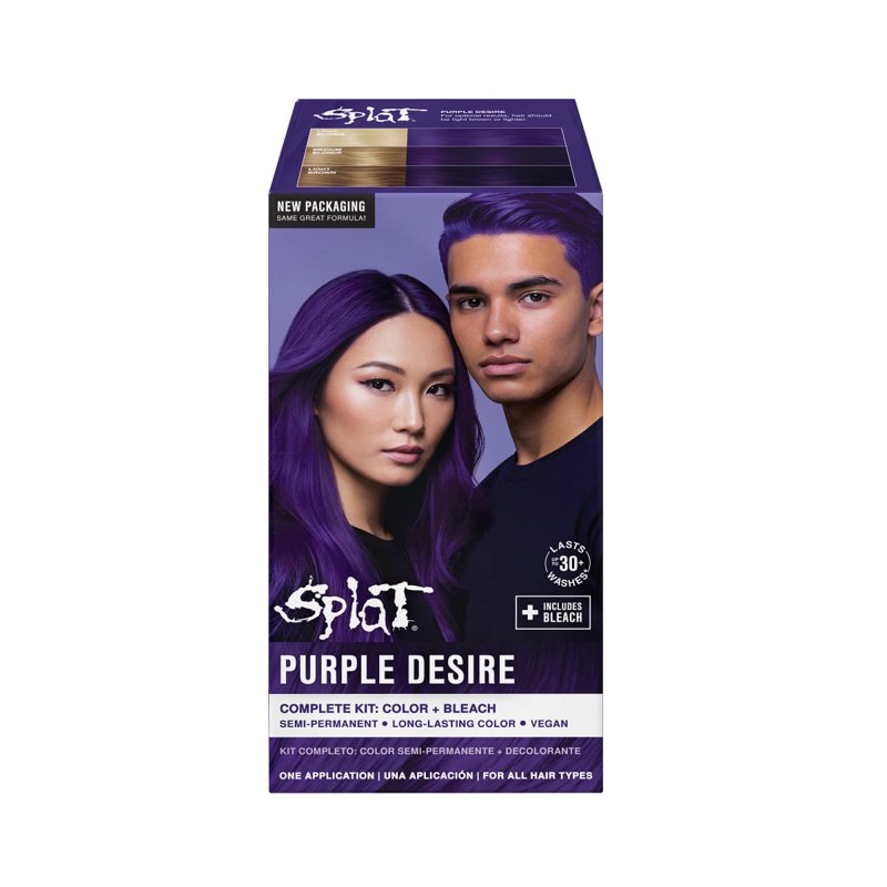 Semi-Permanent Hair Dye Kit with Bleach - Vibrant Purple Shades