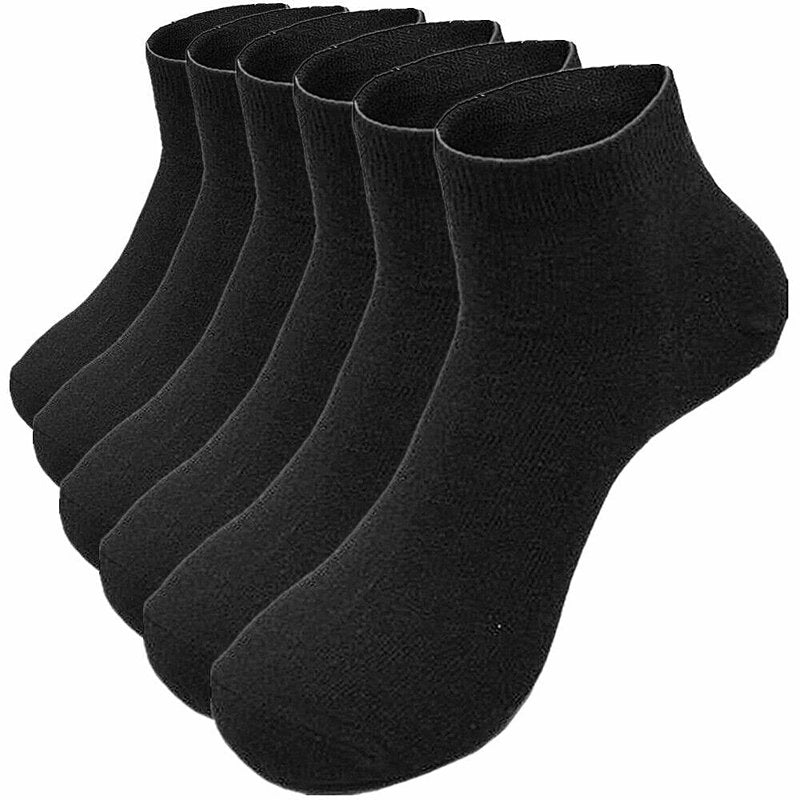 Glory Max 6 Pairs Men's Casual Black Ankle Socks Size 9-11 – Thin Cotton, Stretch