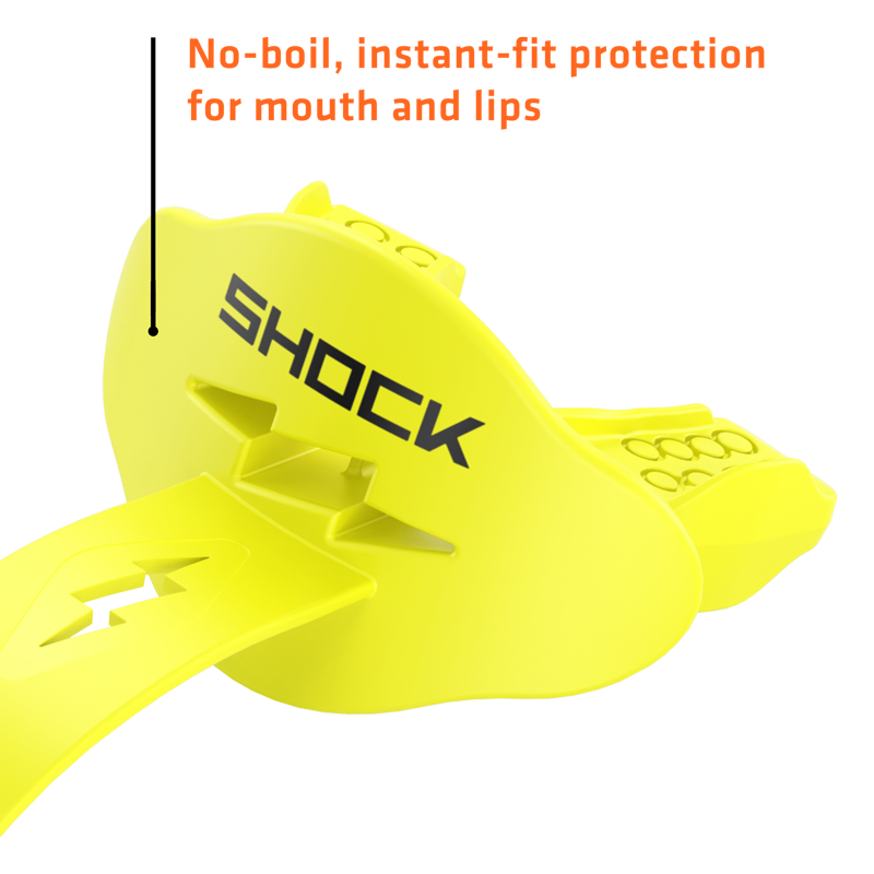 Football Lip Guard Shock Doctor Bolt Neon Yellow OSFA - Secure Fit & Breathable