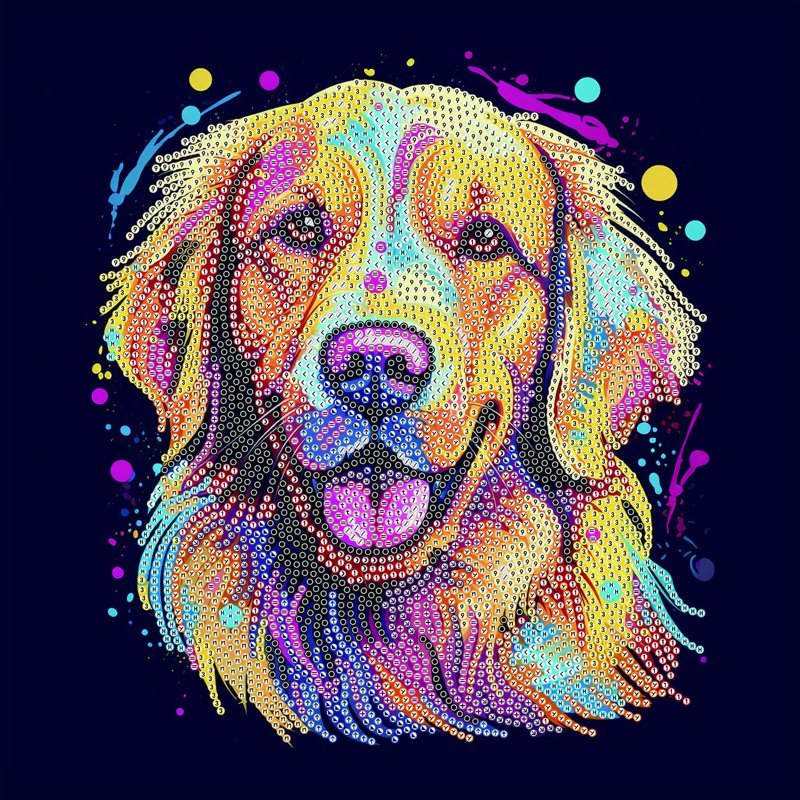 Diamond Painting Kit for Kids & Adults - Colorful Labrador Design, 10x10 Inches