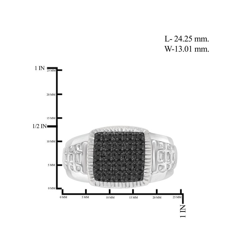 Hypoallergenic Sterling Silver Black Diamond Ring for Men - 0.25 CTW