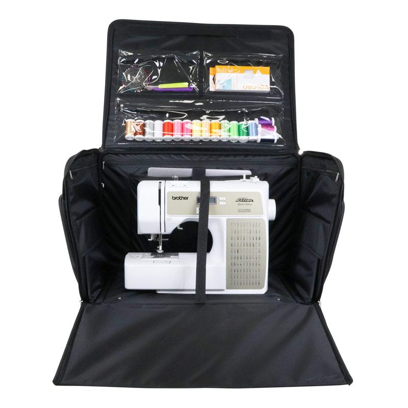 Large Wheeled Sewing Machine Bag with Multiple Pockets - Durable & Spacious Storage for Sewing & Craft Supplies