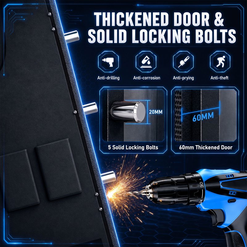 Large Steel Security Safe with Digital Touch Keypad & Double Doors