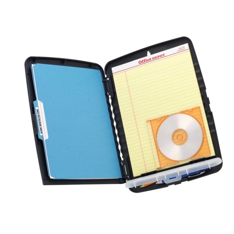 Portable Letter-Size Clipboard Storage Box with Compartments - Charcoal