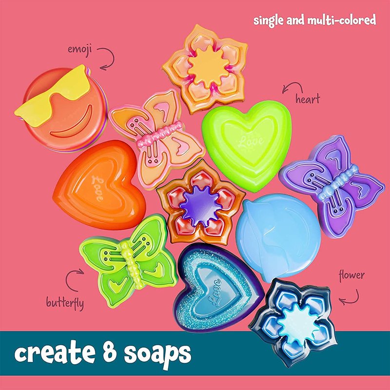 Kids Soap Making Kit - STEM Craft Activity for Ages 6-12, Includes 8 Soaps & Molds