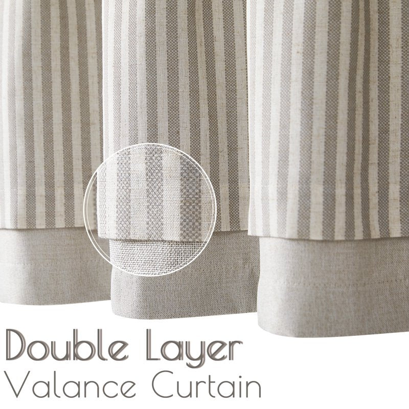 Farmhouse Kitchen Blackout Valance 50x18 Inch Double Layer Window Curtain