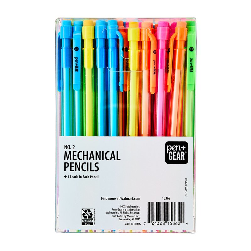 Mechanical Pencils 0.7mm Pack of 50 - No Sharpening, Colorful Clear Barrel