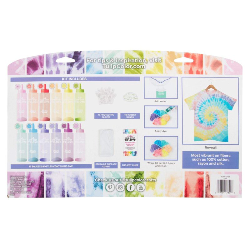 Pastel Tie-Dye Kit with 12 Colors for Cotton & Silk Fabric Crafts