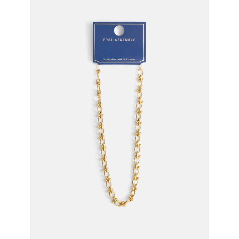 Goldtone Statement Chain Necklace for Women 16 Inch with 3 Inch Extender