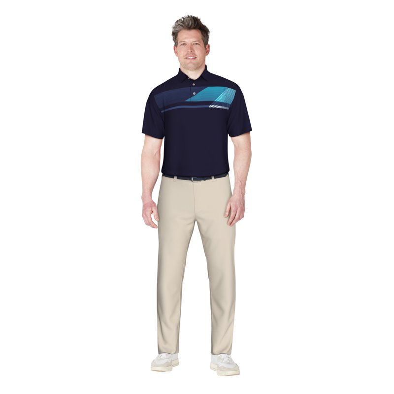 Men's Golf Polo Shirt with UV Sun Protection & Moisture Wicking - Asymmetric Chest Stripe