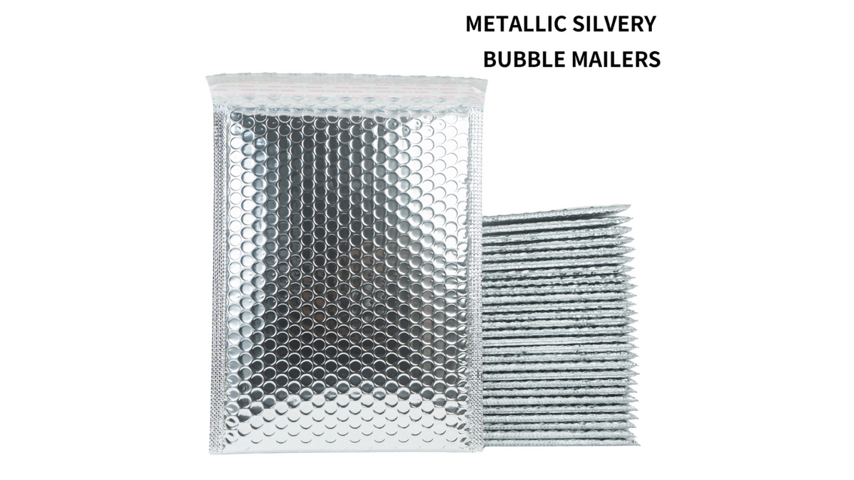50 Pack Insulated Silver Metallic Bubble Mailers - Self Seal Padded Envelopes