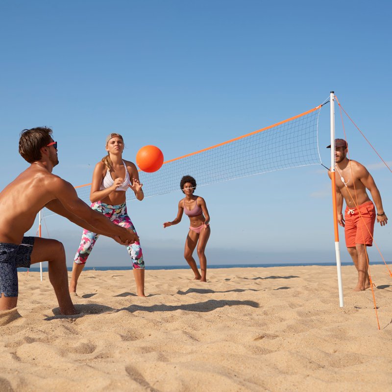 Portable Volleyball Set with Net Ball Pump for Outdoor Fun