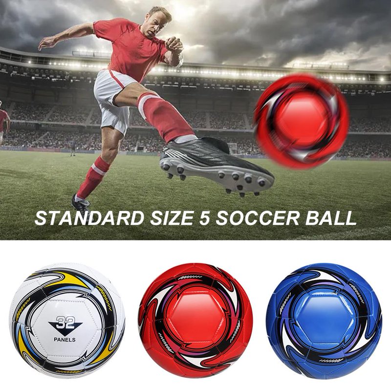 Soccer Ball Standard Size 5, 21.5 cm, Leakproof & Durable - White