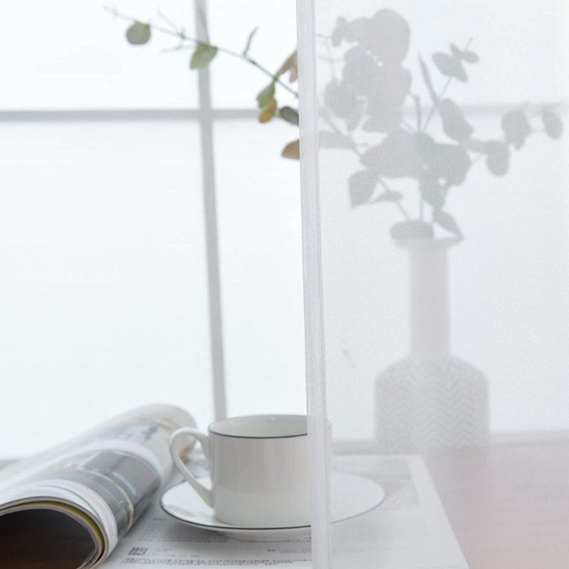 Light Filtering Sheer Curtains Pack of 2 - Modern Window Drapes for Living Room & Bedroom