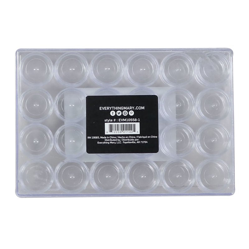 Plastic Bead Storage Case with 24 Removable Jars - Clear Craft Organizer