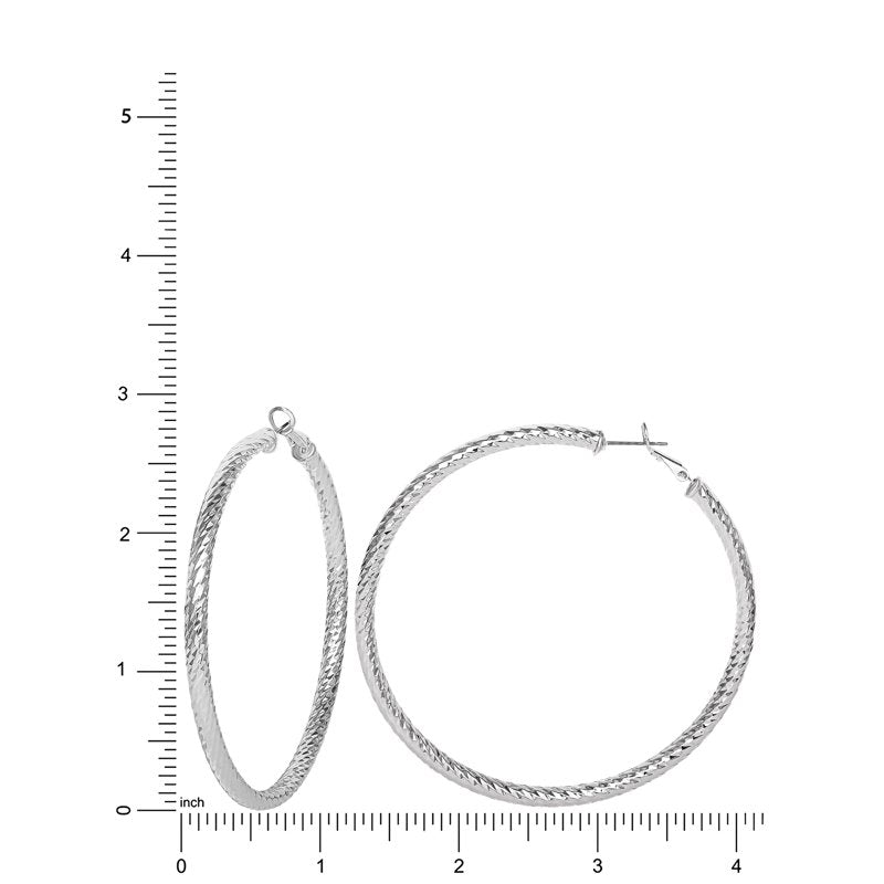 Jessica Simpson Metal Textured Hoop Earrings - Silver Tone Fashion Jewelry