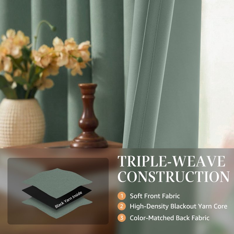 Darkening Curtains Set of 2 - Thermal Insulated Window Drapes for Bedroom & Living Room