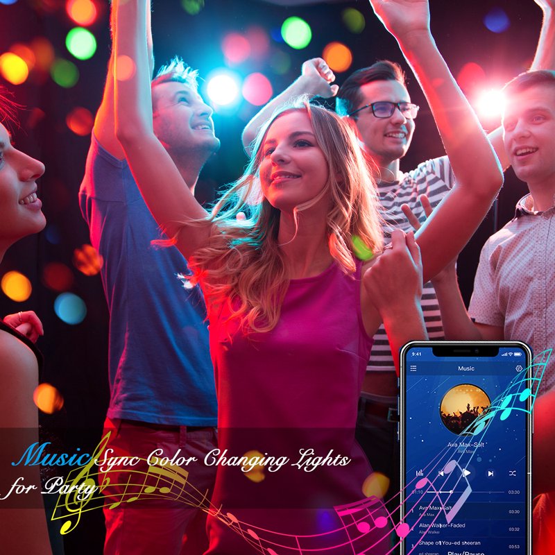 50FT RGB LED Strip Lights with Music Sync & Phone App Control