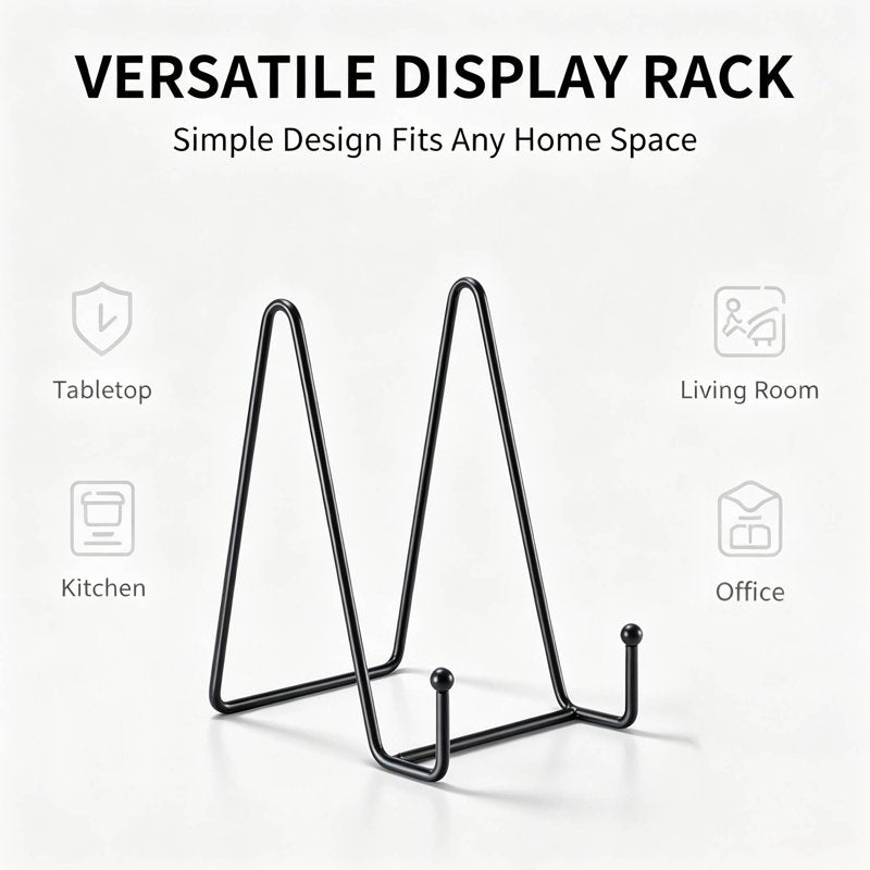 8 Inch Plate Display Stands Set of 3 Black Metal Easel Holders for Decor & Artwork