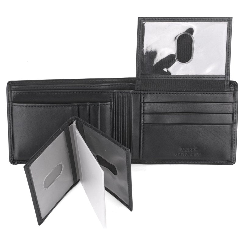 Men's Leather Double ID Credit Card Wallet - Black or Brown
