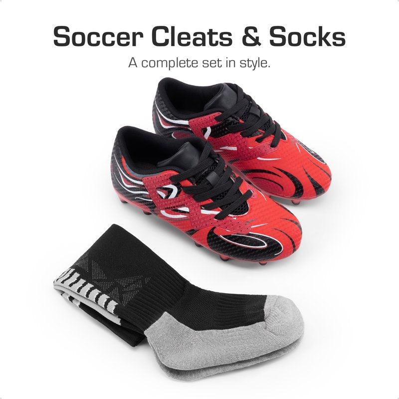 Dream Pairs Kids Soccer Cleats Youth Firm Ground Red/Black, Toddler & Little Kid