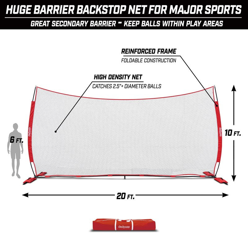 20' x 10' Sports Barrier Net for Baseball, Basketball, Football & More